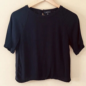 Babaton| Aritzia Short Sleeve Sheer  Black Open Back‎ Flowy Shirt Blouse Size XS